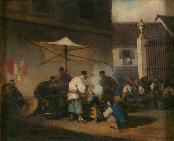 George Chinnery Chinese Street Scene at Macao china oil painting image